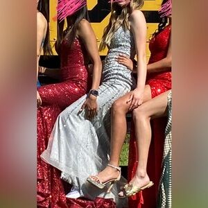 Elegant Sequin Silver Dress